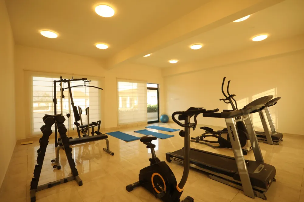 The gym, a short walk from the villas.